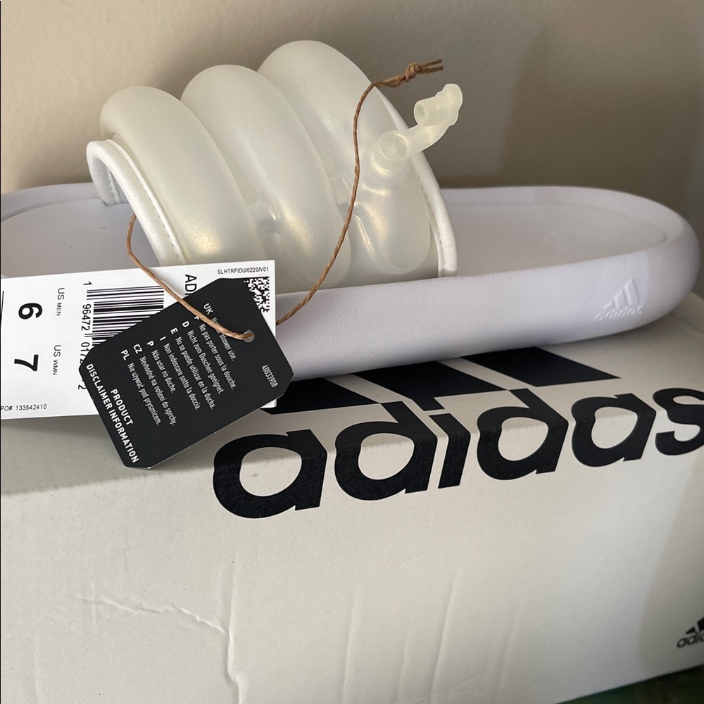 Adidas White Puffy Slide Sandals